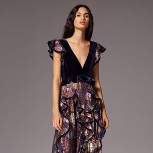 Rebecca Taylor | Glistening Rose Velvet Ruffle Dress | SOLD OUT